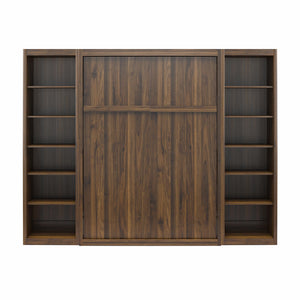 Signature Sleep Paramount Murphy Bed with Bookcase Cabinets - Columbia Walnut - Full