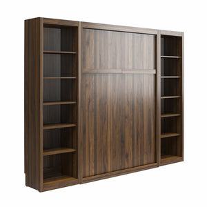 Signature Sleep Paramount Murphy Bed with Bookcase Cabinets - Columbia Walnut - Full