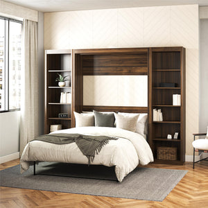 Signature Sleep Paramount Murphy Bed with Bookcase Cabinets - Columbia Walnut - Full