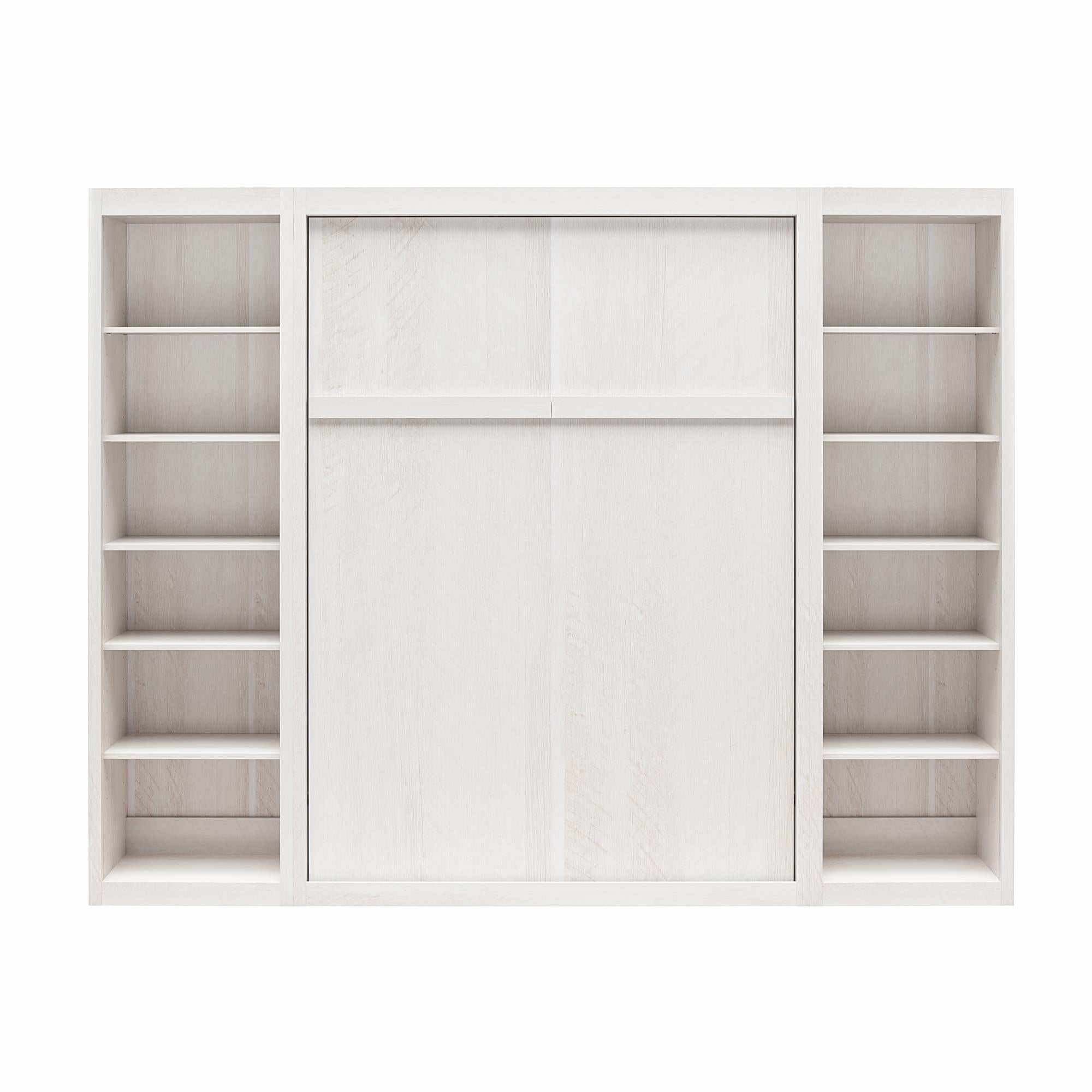 Signature Sleep Paramount Murphy Bed with Bookcase Cabinets - Ivory Oak - Full