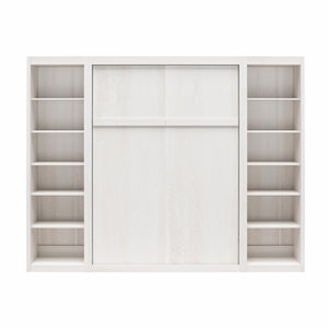 Signature Sleep Paramount Murphy Bed with Bookcase Cabinets - Ivory Oak - Full