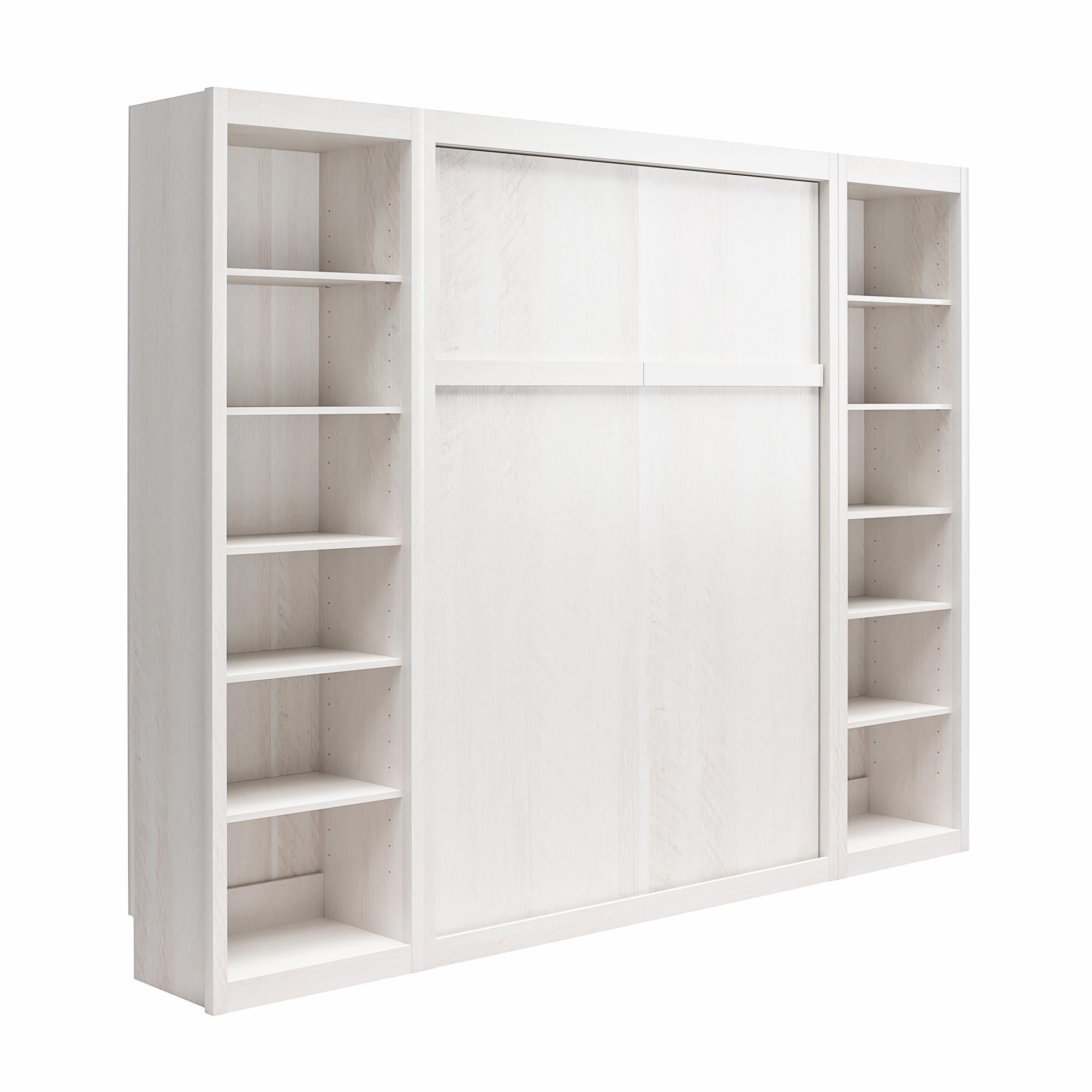 Signature Sleep Paramount Murphy Bed with Bookcase Cabinets - Ivory Oak - Full