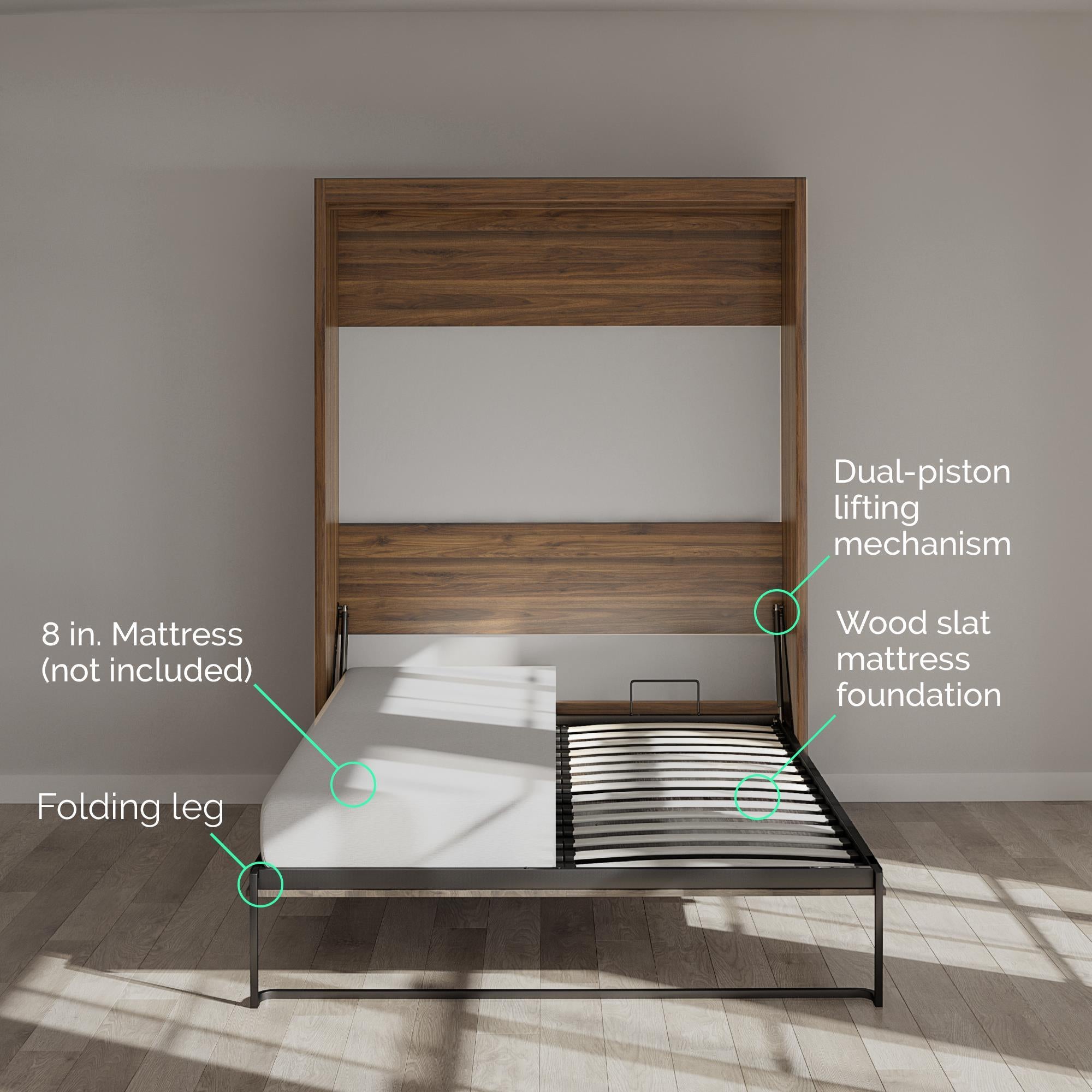 Signature Sleep Paramount Murphy Bed with Bookcase Cabinets - Ivory Oak - Full