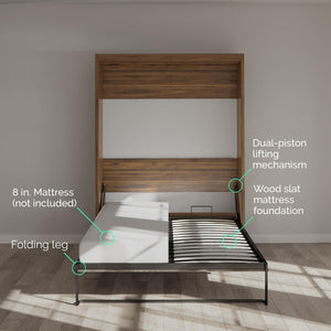 Signature Sleep Paramount Murphy Bed with Bookcase Cabinets - Ivory Oak - Full