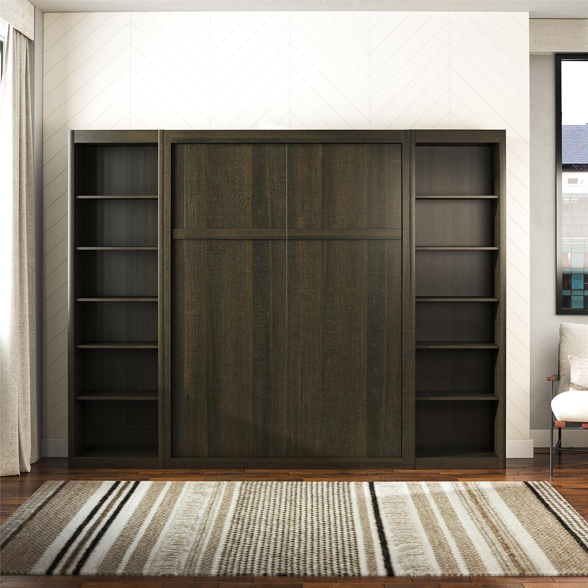 Signature Sleep Paramount Murphy Bed with Bookcase Cabinets - Espresso - Full