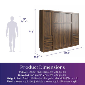 Signature Sleep Paramount Murphy Bed with Armoire Cabinets - Columbia Walnut - Full