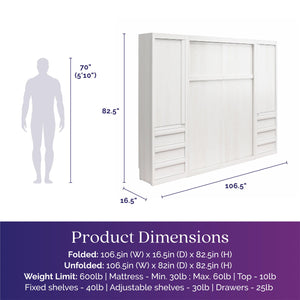 Signature Sleep Paramount Murphy Bed with Armoire Cabinets - Ivory Oak - Full