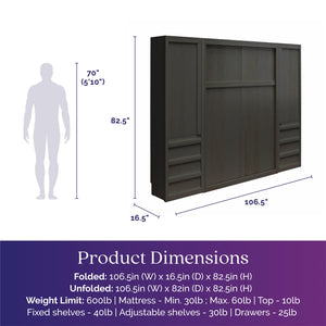 Signature Sleep Paramount Murphy Bed with Armoire Cabinets - Espresso - Full