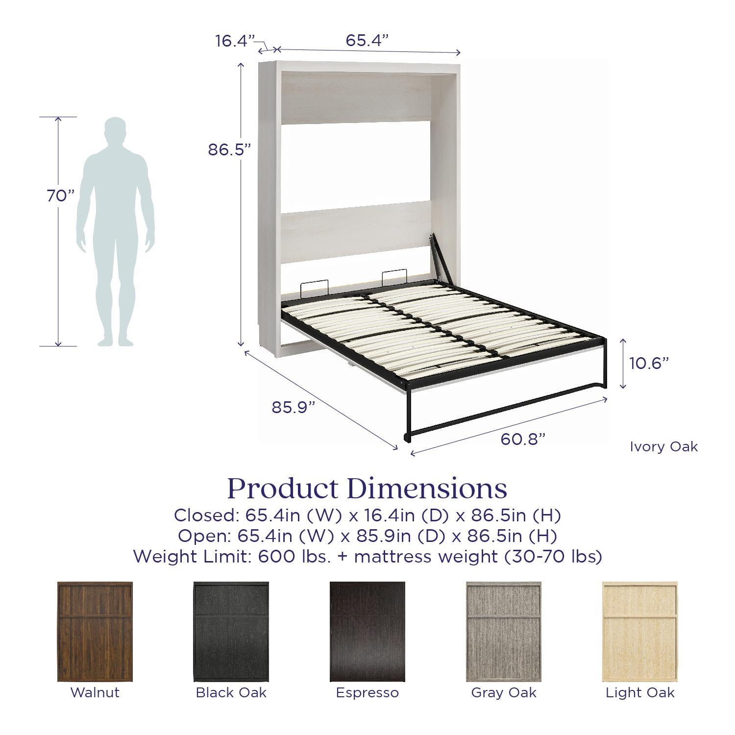 Signature Sleep Paramount Murphy Bed - Black Oak - Queen