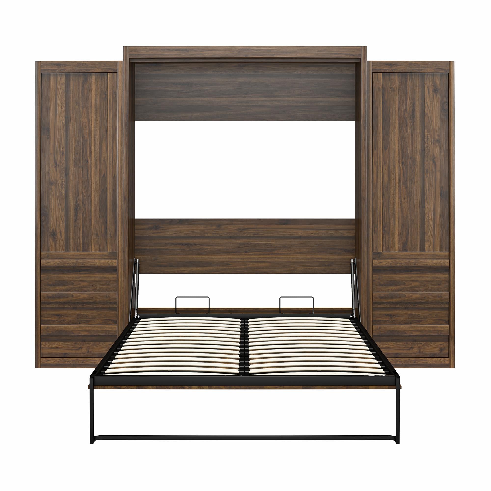 Signature Sleep Paramount Murphy Bed with Armoire Cabinets - Columbia Walnut - Queen