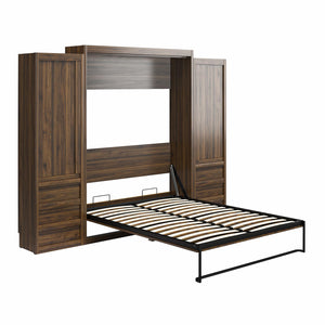 Signature Sleep Paramount Murphy Bed with Armoire Cabinets - Columbia Walnut - Queen