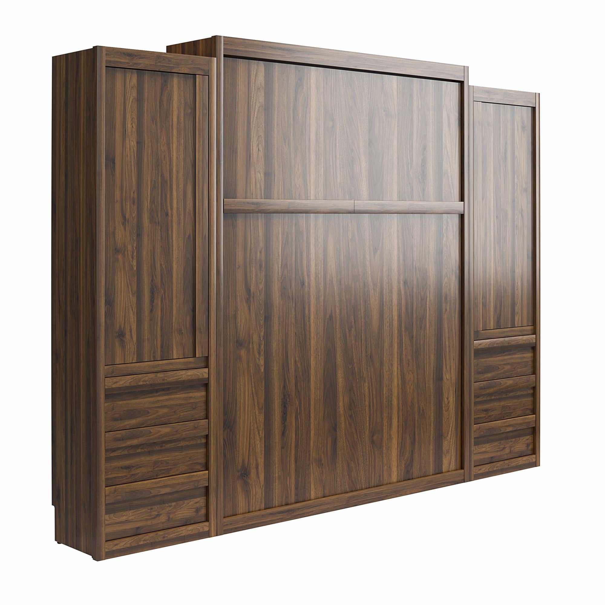 Signature Sleep Paramount Murphy Bed with Armoire Cabinets - Columbia Walnut - Queen