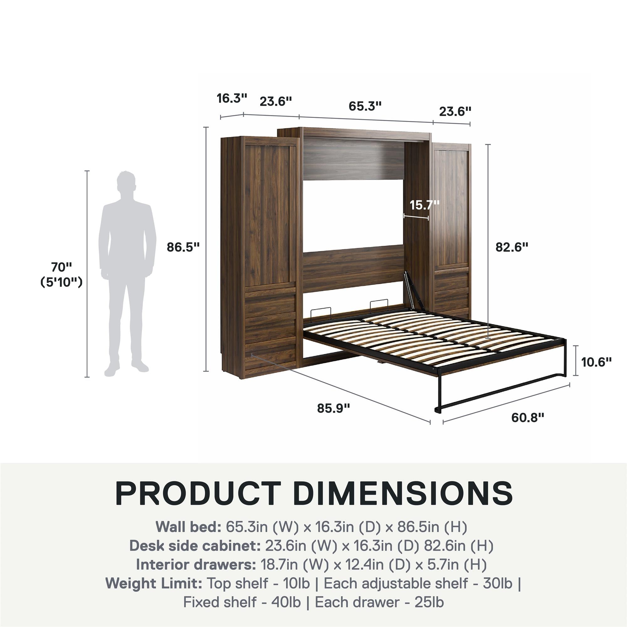Signature Sleep Paramount Murphy Bed with Armoire Cabinets - Columbia Walnut - Queen