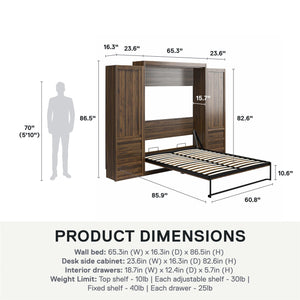 Signature Sleep Paramount Murphy Bed with Armoire Cabinets - Columbia Walnut - Queen