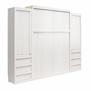 Signature Sleep Paramount Murphy Bed with Armoire Cabinets - Ivory Oak - Queen
