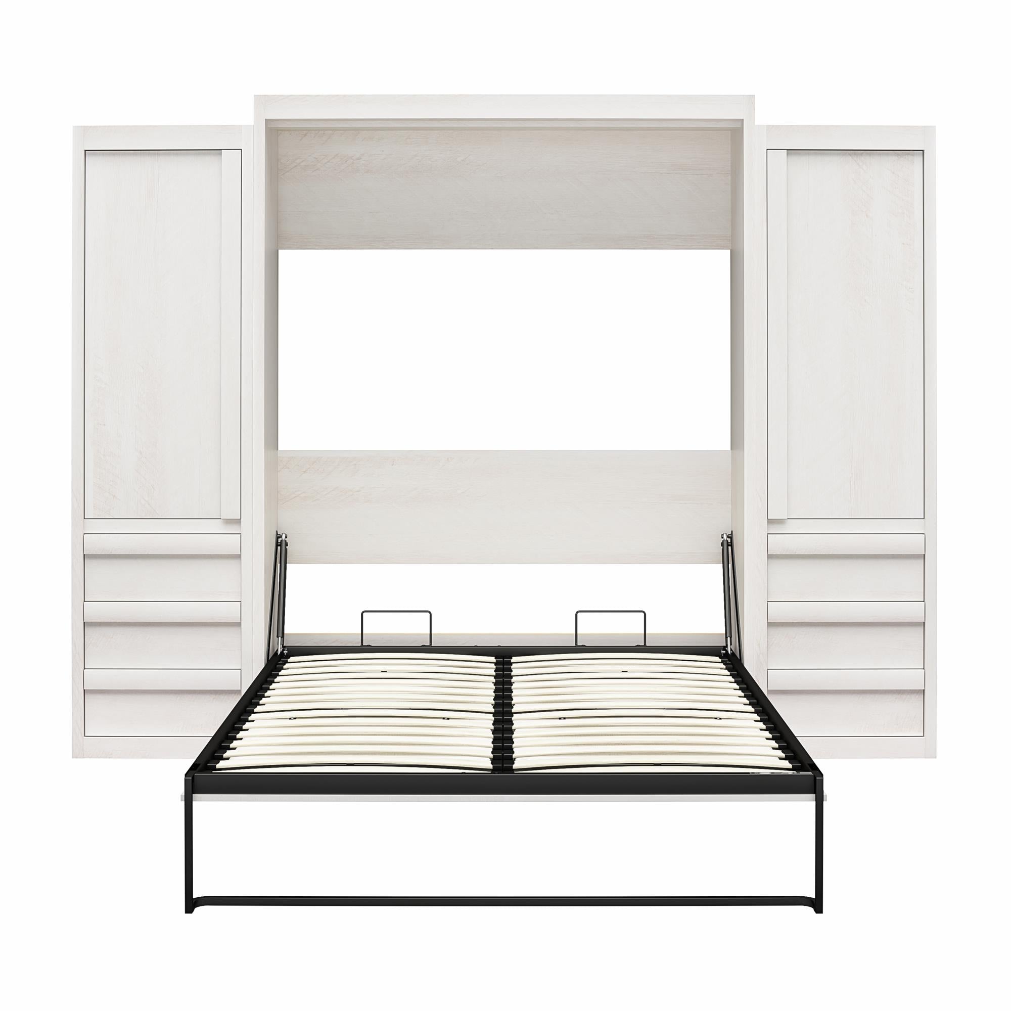 Signature Sleep Paramount Murphy Bed with Armoire Cabinets - Ivory Oak - Queen
