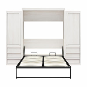Signature Sleep Paramount Murphy Bed with Armoire Cabinets - Ivory Oak - Queen