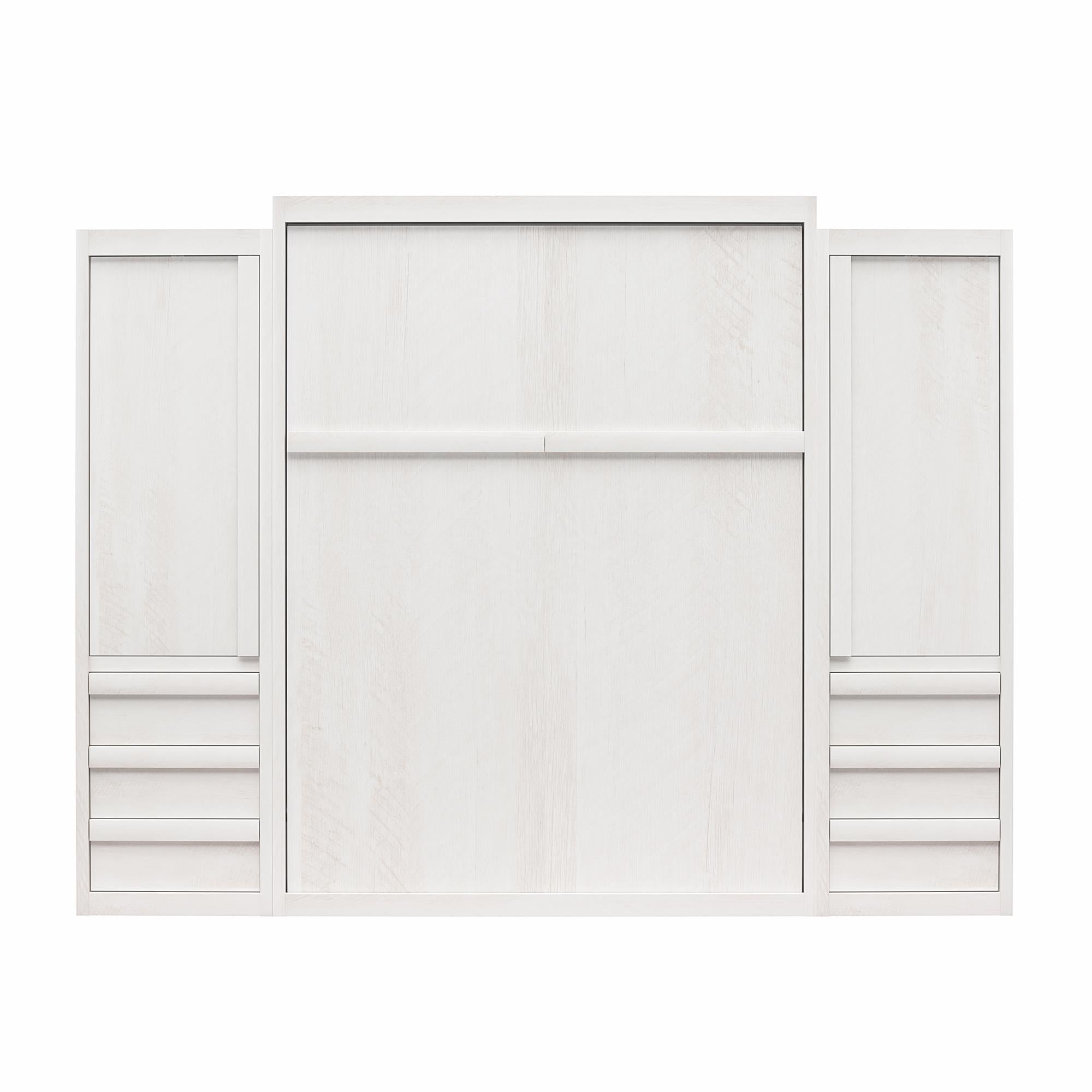 Signature Sleep Paramount Murphy Bed with Armoire Cabinets - Ivory Oak - Queen