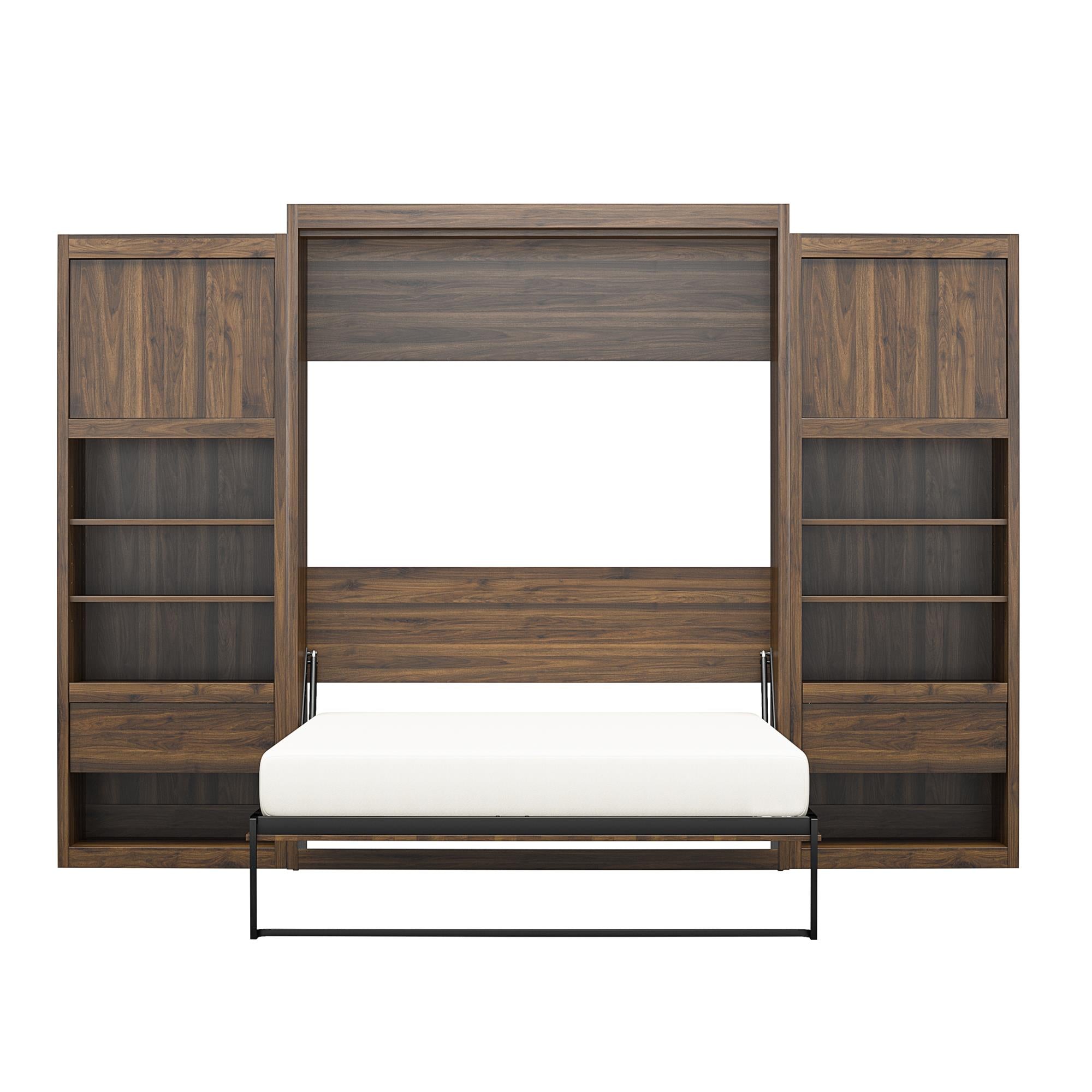 Signature Sleep Paramount Murphy Bed with Nightstand Cabinets - Columbia Walnut - Queen