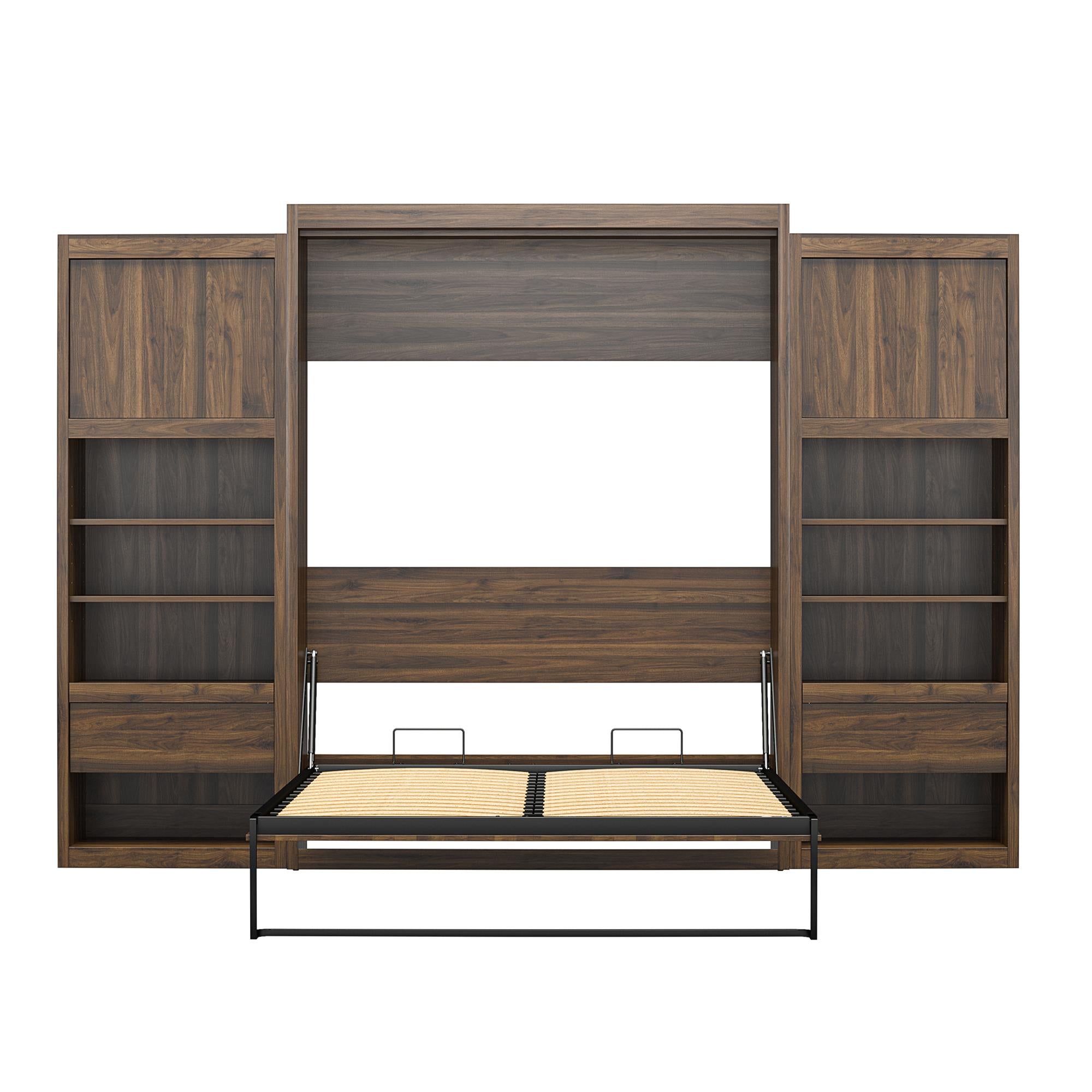 Signature Sleep Paramount Murphy Bed with Nightstand Cabinets - Columbia Walnut - Queen