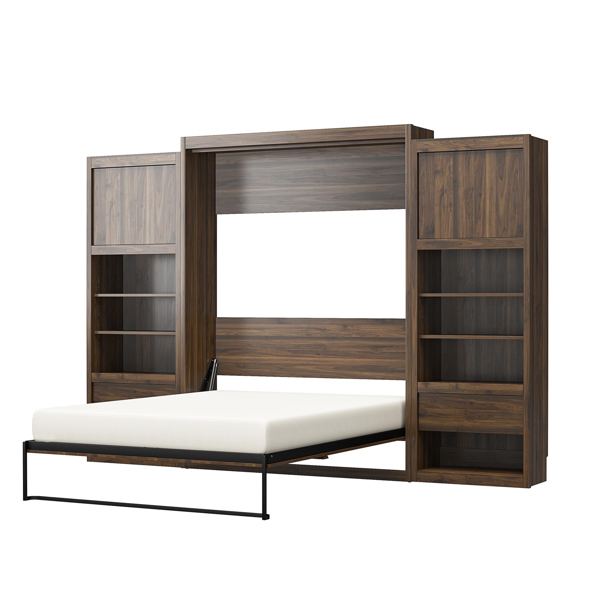 Signature Sleep Paramount Murphy Bed with Nightstand Cabinets - Columbia Walnut - Queen