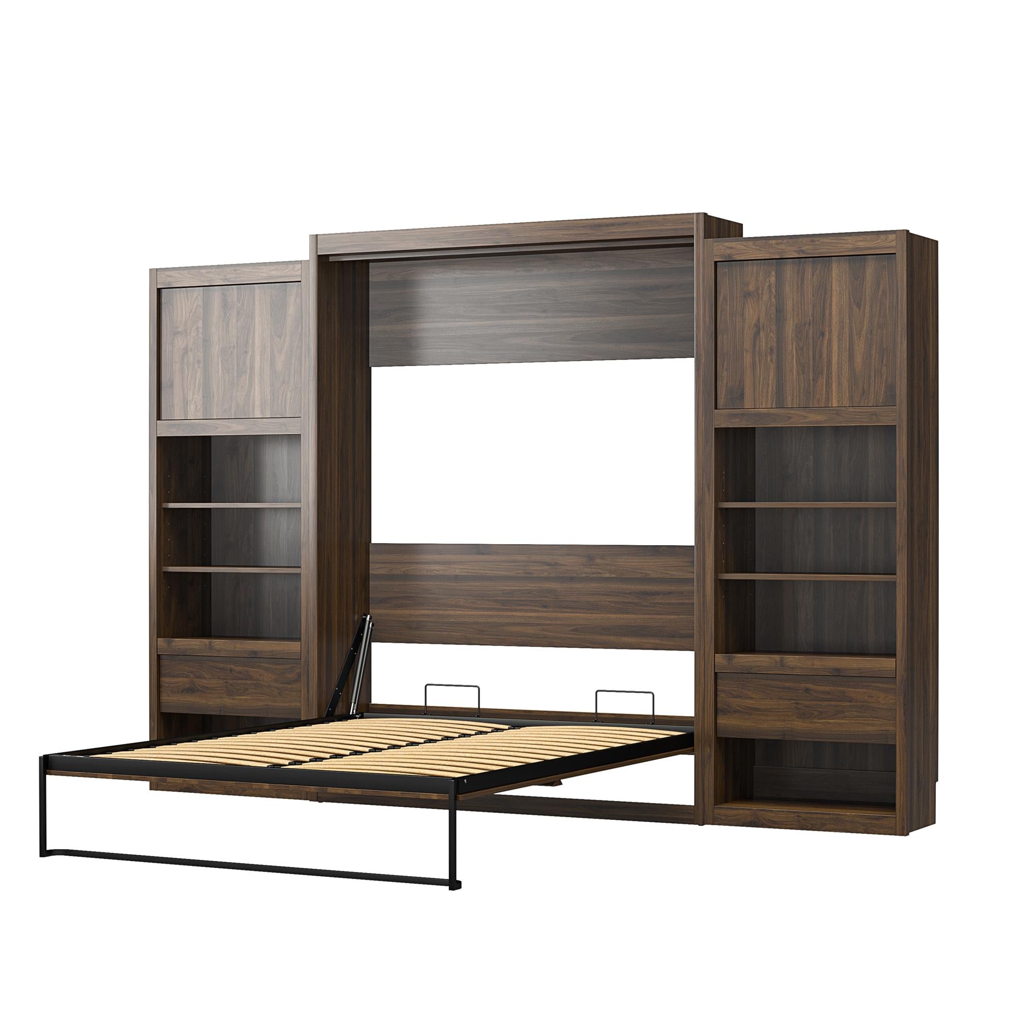 Signature Sleep Paramount Murphy Bed with Nightstand Cabinets - Columbia Walnut - Queen