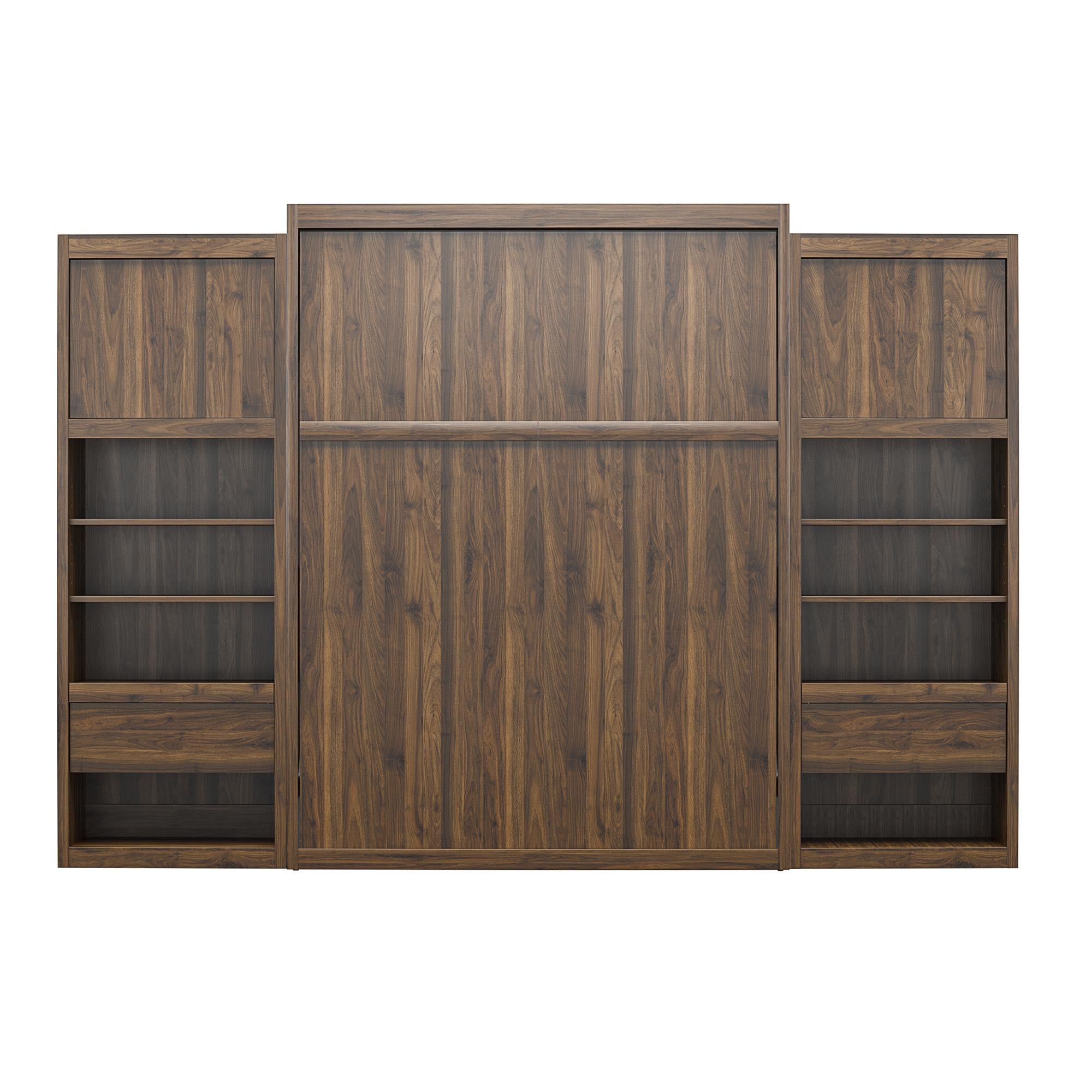Signature Sleep Paramount Murphy Bed with Nightstand Cabinets - Columbia Walnut - Queen
