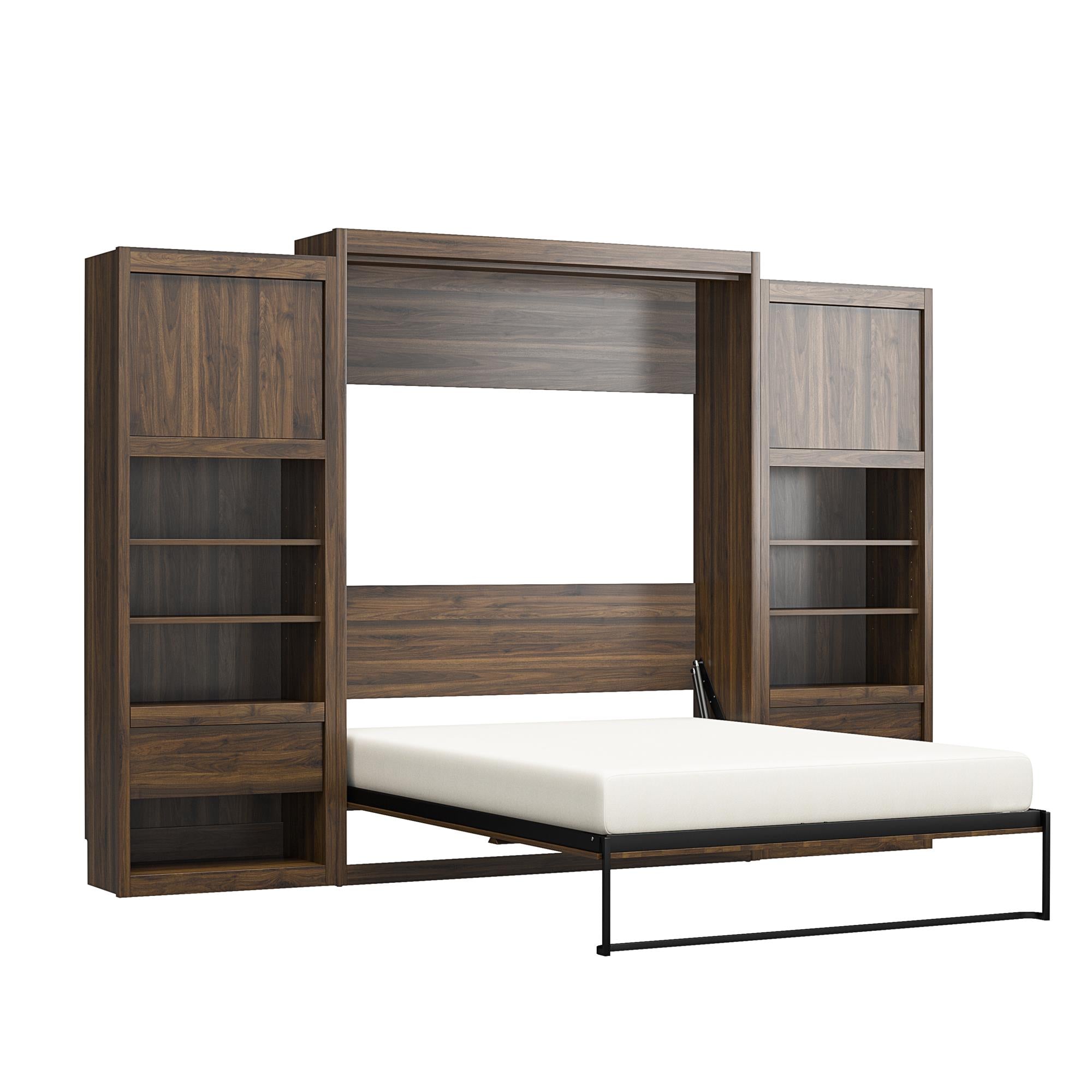 Signature Sleep Paramount Murphy Bed with Nightstand Cabinets - Columbia Walnut - Queen