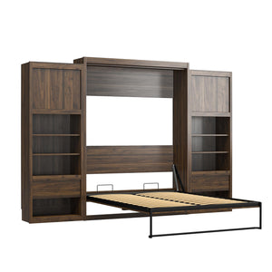 Signature Sleep Paramount Murphy Bed with Nightstand Cabinets - Columbia Walnut - Queen