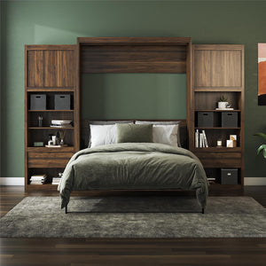 Signature Sleep Paramount Murphy Bed with Nightstand Cabinets - Columbia Walnut - Queen