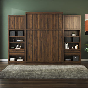 Signature Sleep Paramount Murphy Bed with Nightstand Cabinets - Columbia Walnut - Queen