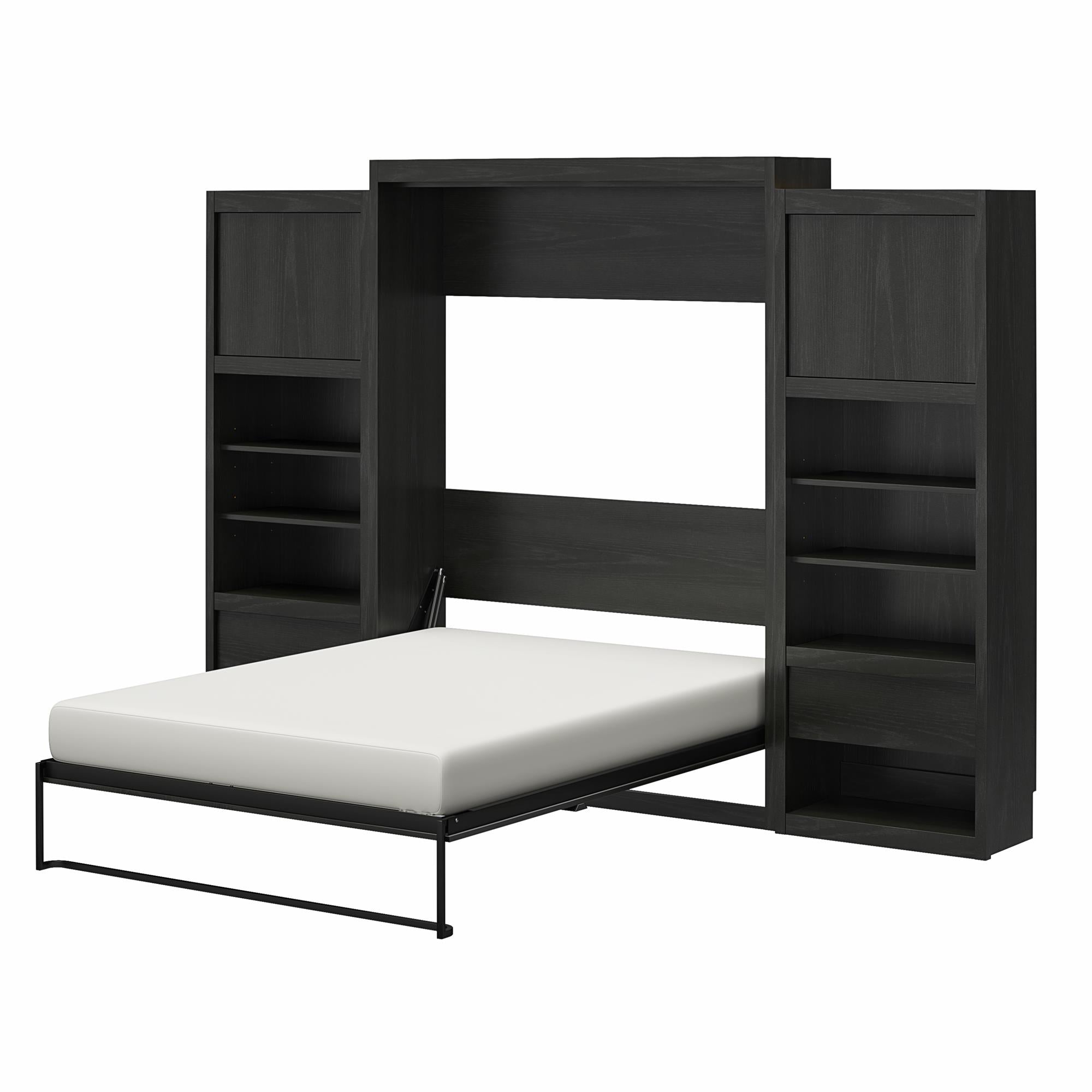 Signature Sleep Paramount Murphy Bed with Nightstand Cabinets - Black Oak - Queen