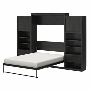 Signature Sleep Paramount Murphy Bed with Nightstand Cabinets - Black Oak - Queen