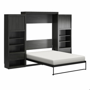 Signature Sleep Paramount Murphy Bed with Nightstand Cabinets - Black Oak - Queen