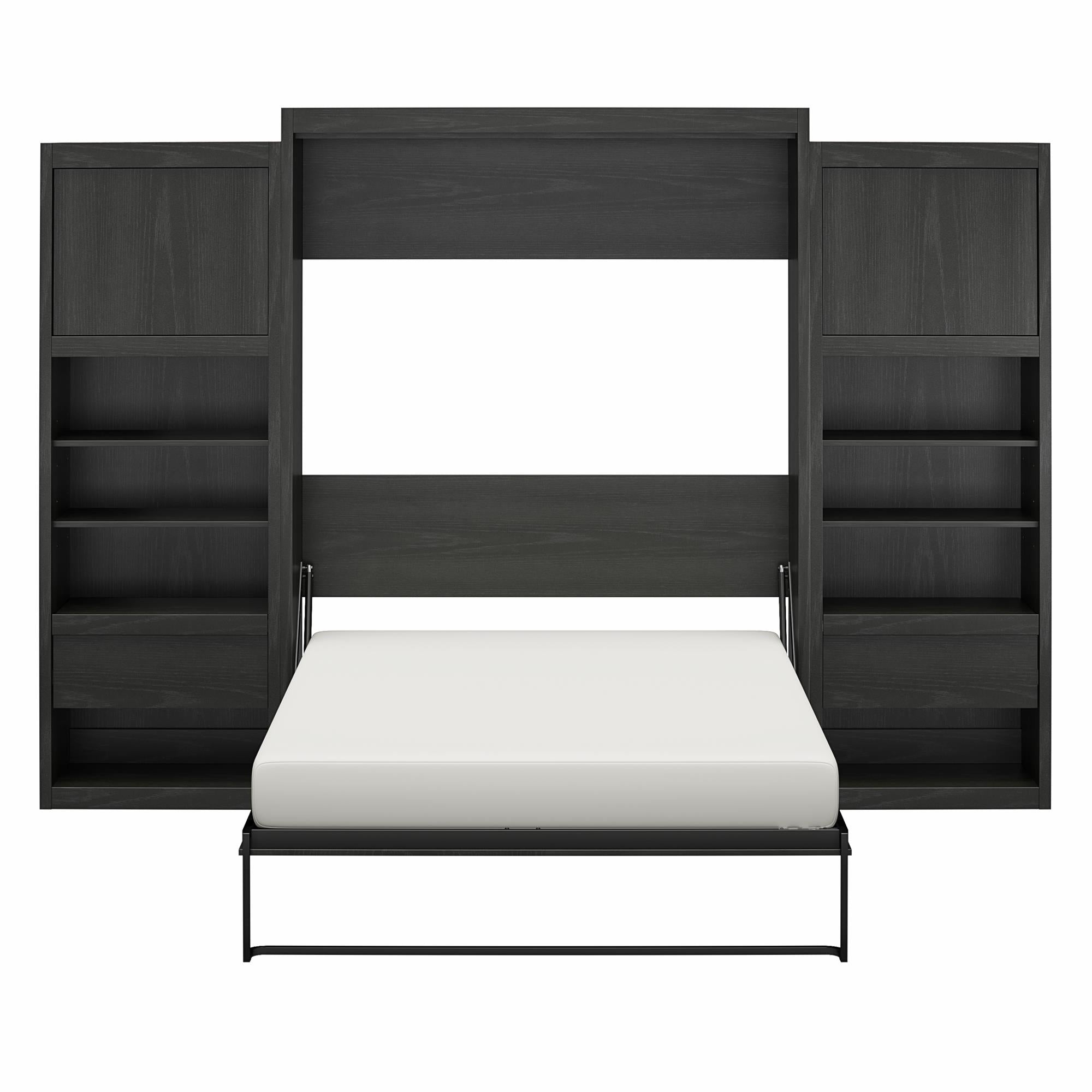 Signature Sleep Paramount Murphy Bed with Nightstand Cabinets - Black Oak - Queen