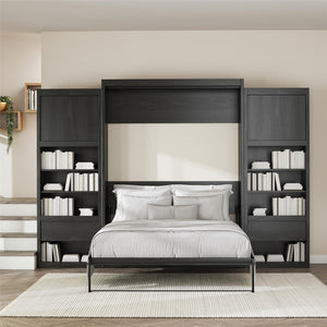 Signature Sleep Paramount Murphy Bed with Nightstand Cabinets - Black Oak - Queen