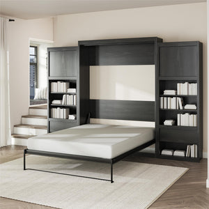 Signature Sleep Paramount Murphy Bed with Nightstand Cabinets - Black Oak - Queen