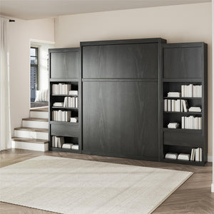 Signature Sleep Paramount Murphy Bed with Nightstand Cabinets - Black Oak - Queen