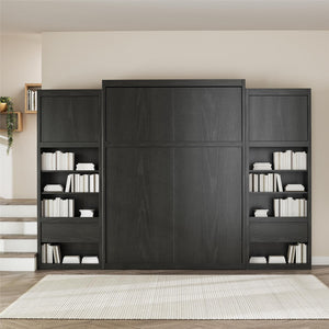 Signature Sleep Paramount Murphy Bed with Nightstand Cabinets - Black Oak - Queen