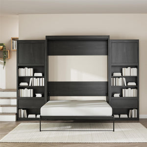 Signature Sleep Paramount Murphy Bed with Nightstand Cabinets - Black Oak - Queen