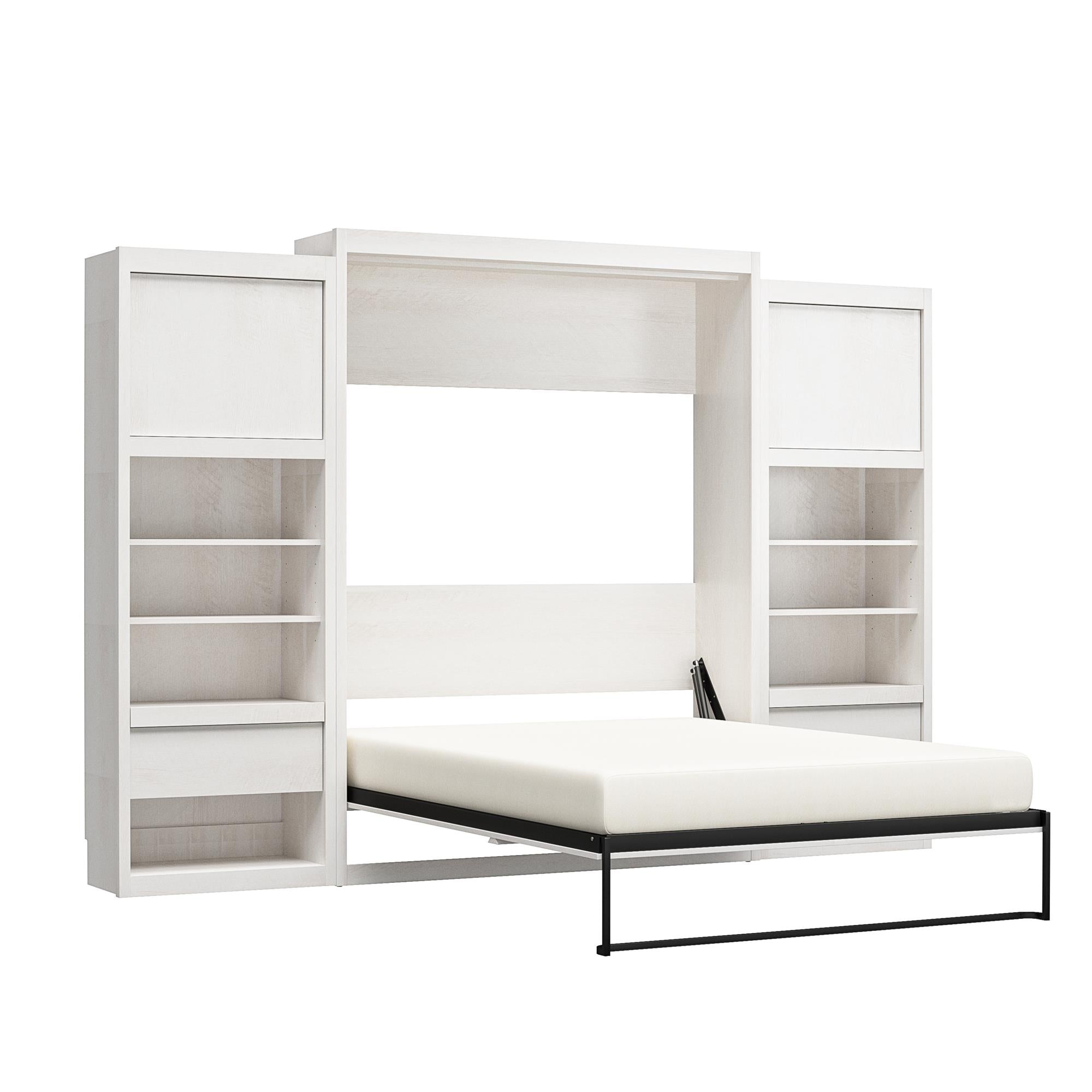 Signature Sleep Paramount Murphy Bed with Nightstand Cabinets - Ivory Oak - Queen