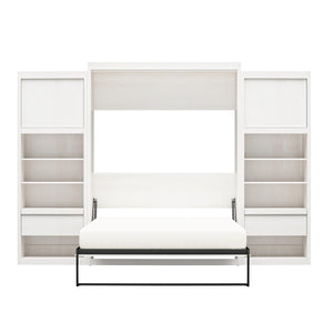 Signature Sleep Paramount Murphy Bed with Nightstand Cabinets - Ivory Oak - Queen