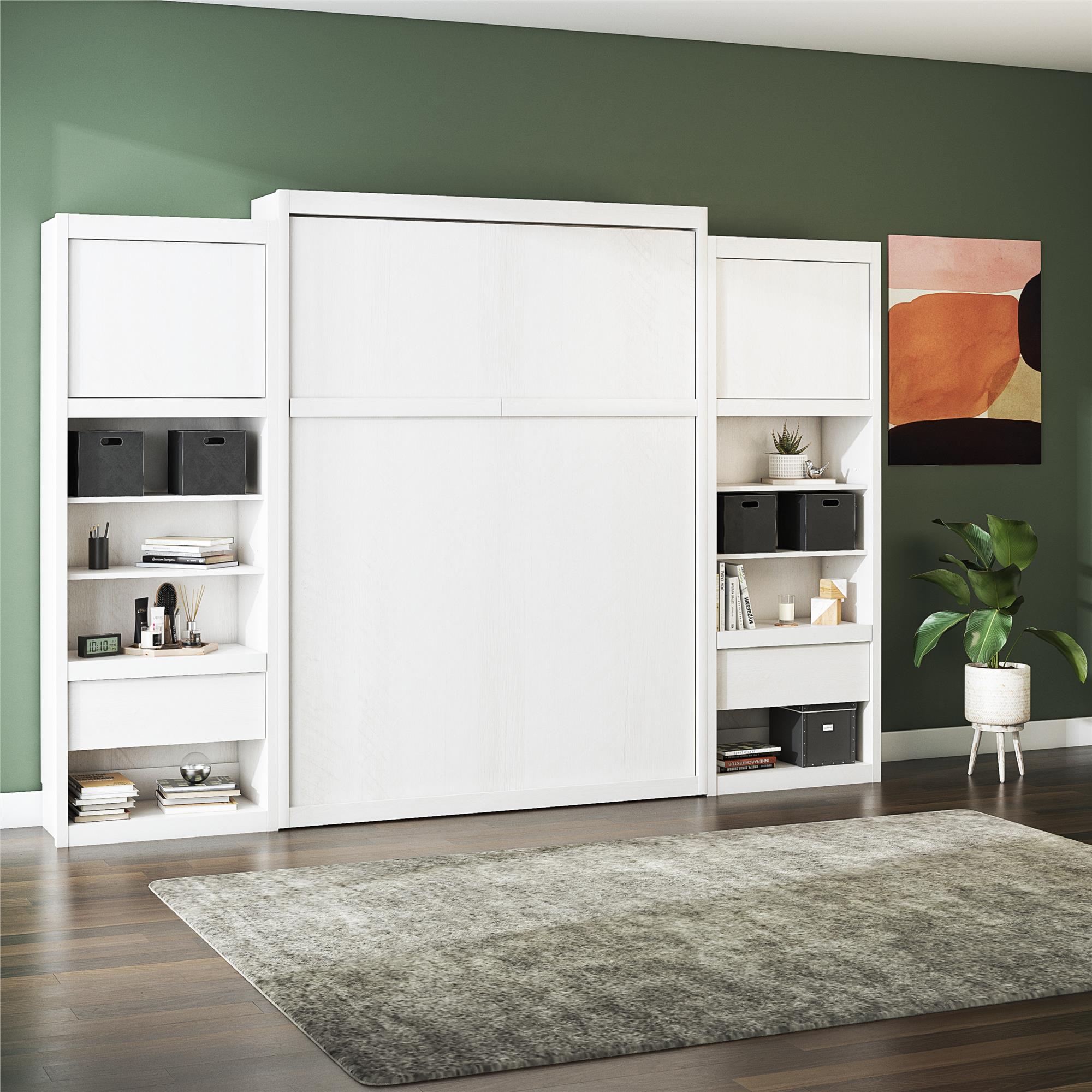 Signature Sleep Paramount Murphy Bed with Nightstand Cabinets - Ivory Oak - Queen