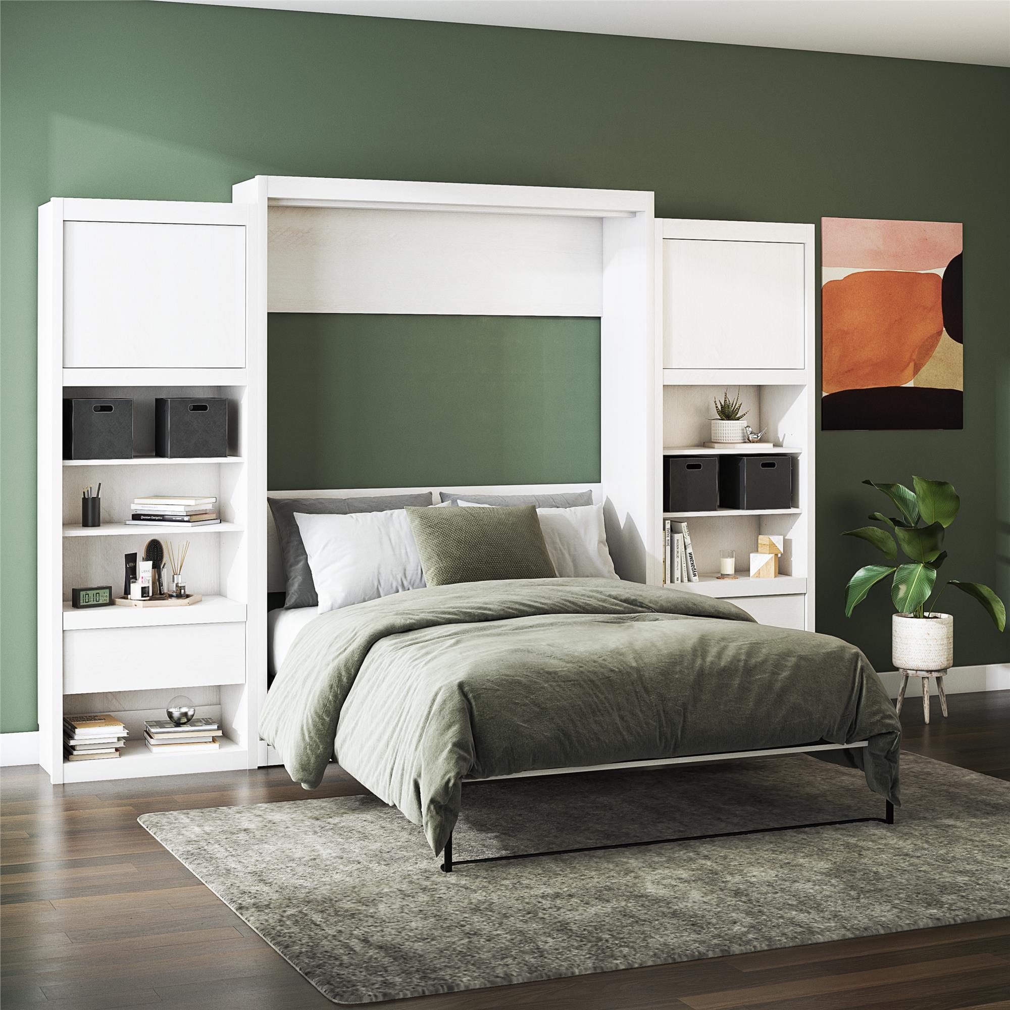Signature Sleep Paramount Murphy Bed with Nightstand Cabinets - Ivory Oak - Queen