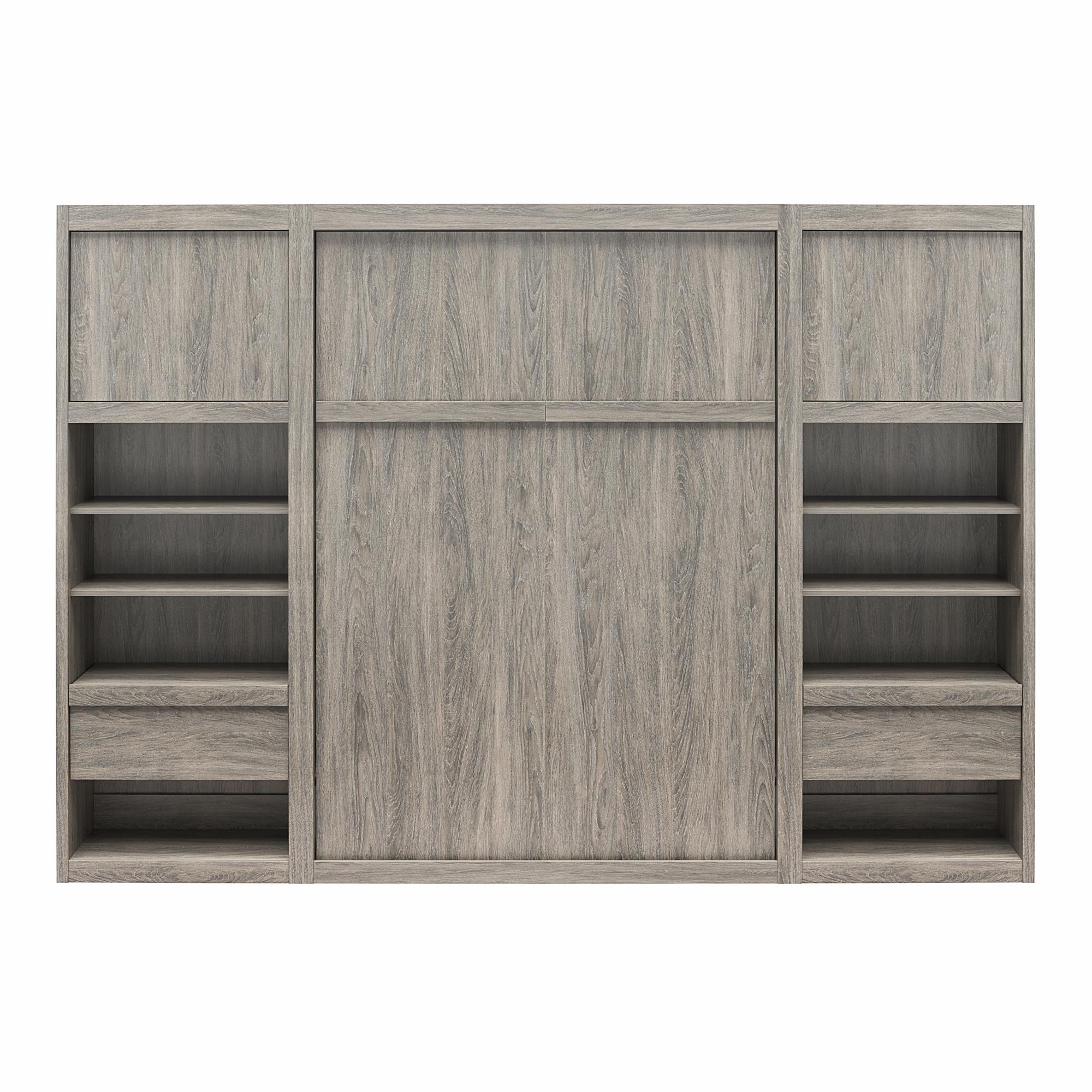 Signature Sleep Paramount Murphy Bed with Nightstand Cabinets - Gray Oak - Queen