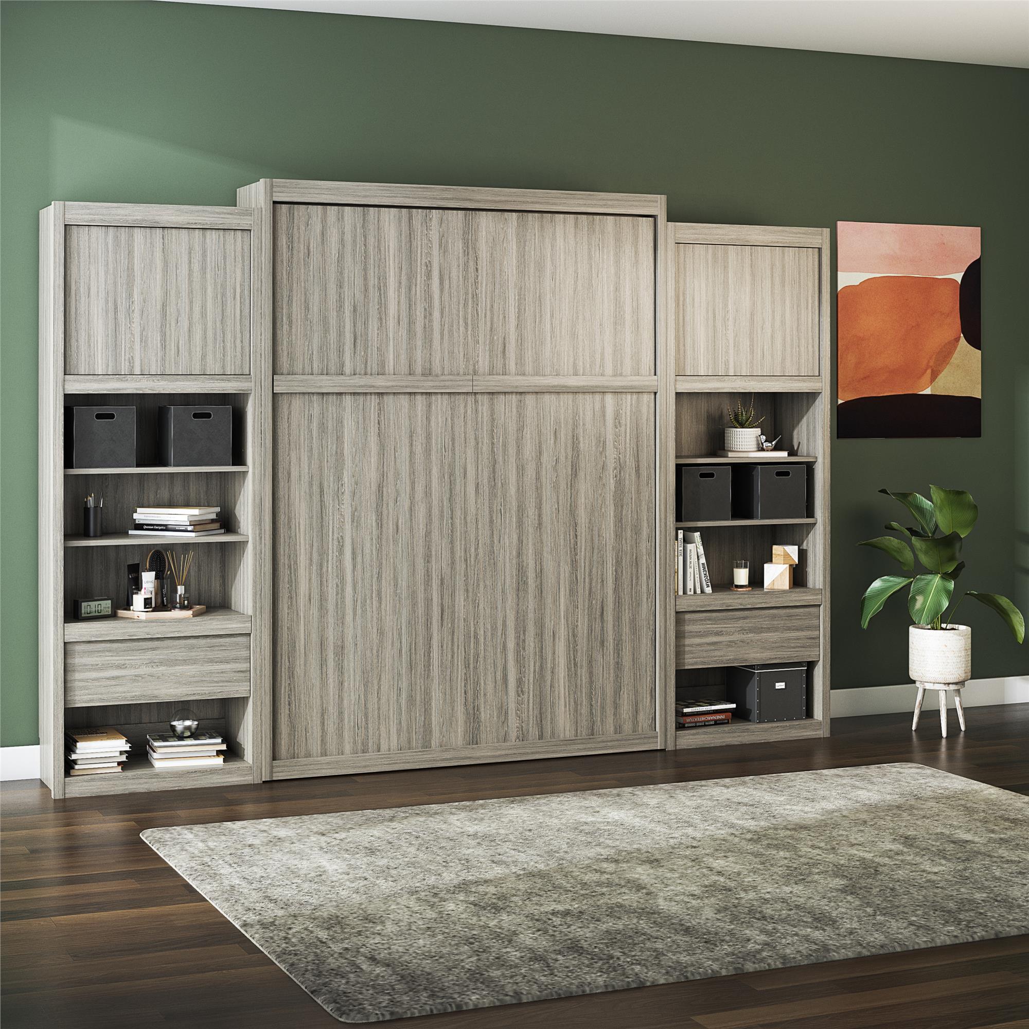 Signature Sleep Paramount Murphy Bed with Nightstand Cabinets - Gray Oak - Queen