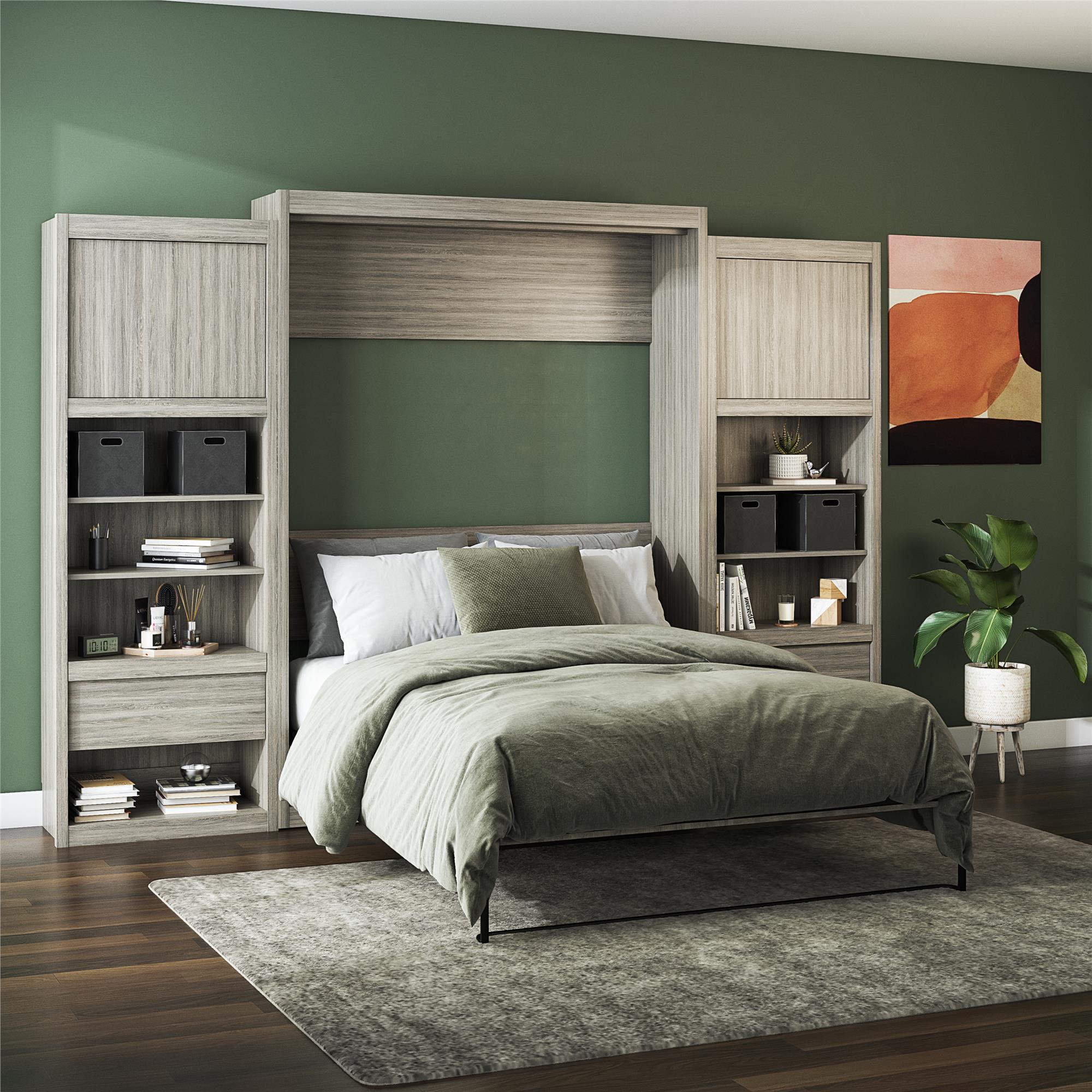 Signature Sleep Paramount Murphy Bed with Nightstand Cabinets - Gray Oak - Queen