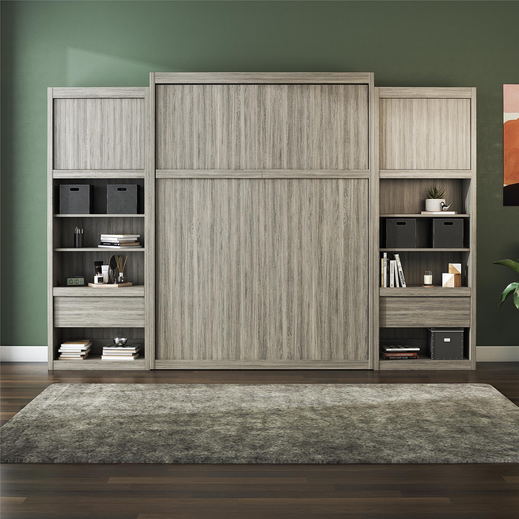 Signature Sleep Paramount Murphy Bed with Nightstand Cabinets - Gray Oak - Queen
