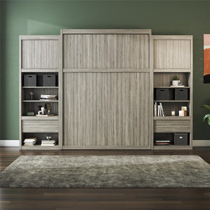 Signature Sleep Paramount Murphy Bed with Nightstand Cabinets - Gray Oak - Queen