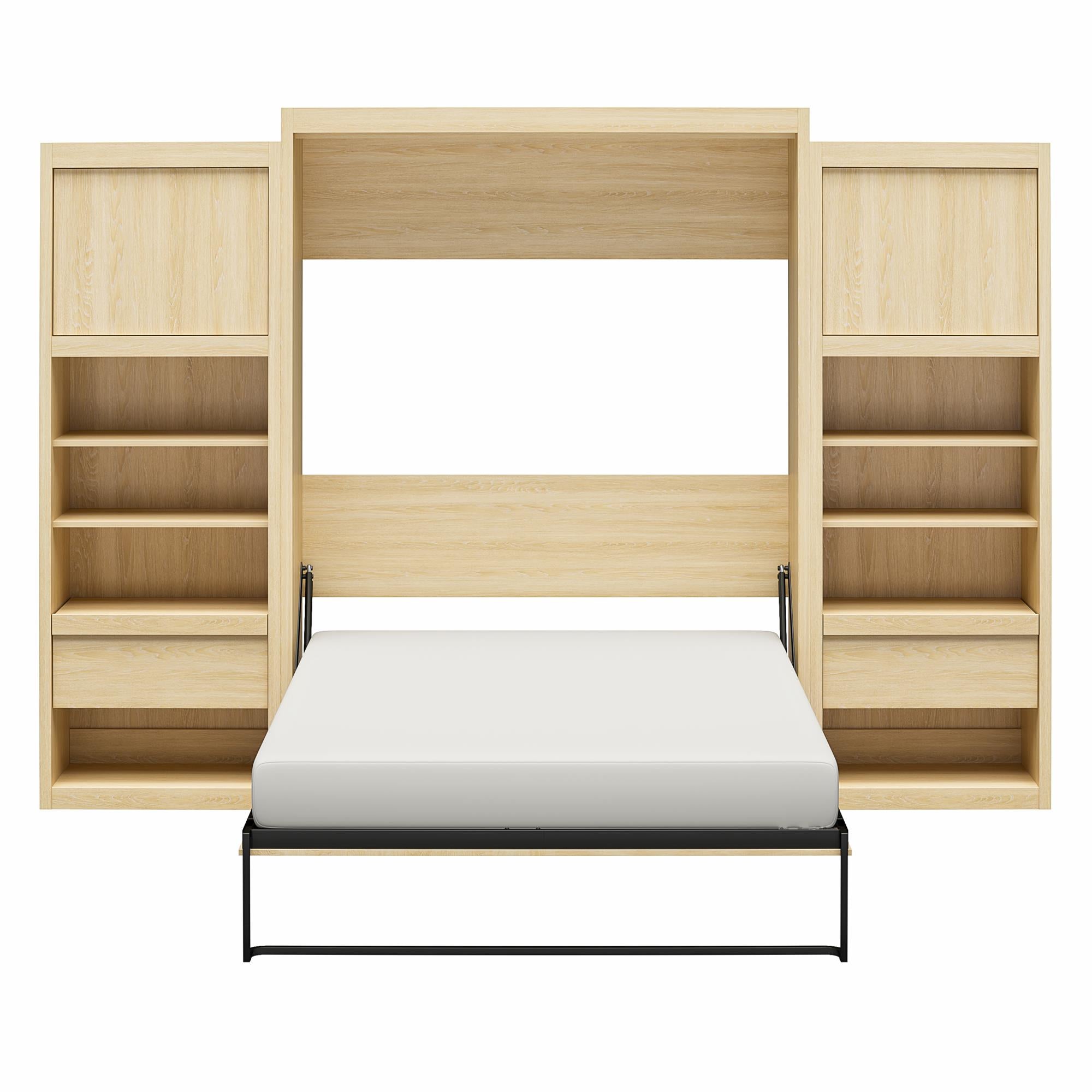 Signature Sleep Paramount Murphy Bed with Nightstand Cabinets - Monterey Oak - Queen